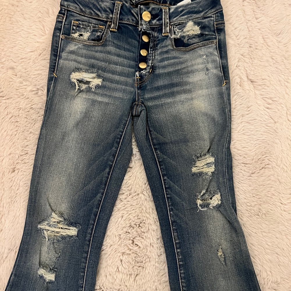 AEO boho artist super stretch capri jean